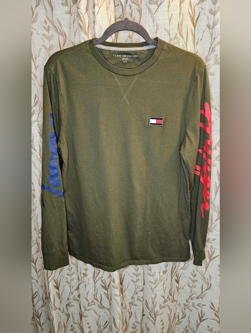 Tommy Hilfiger - Olive Green Long Sleeve Logo Shirt - Men’s Small (S)